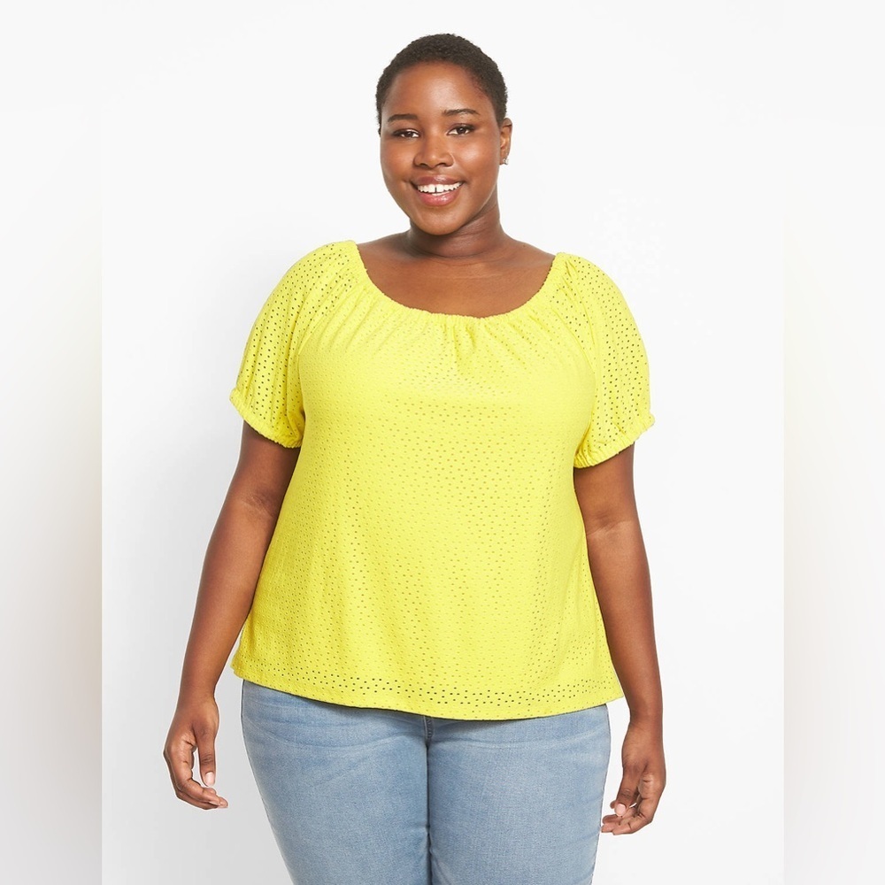 Lane Bryant womens 22 / 24 Short-Sleeve Square-Neck Shirt NWT